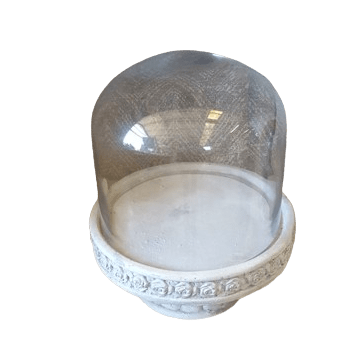 Alzata con cloche e decori rose d.27xh33 cm-grigio