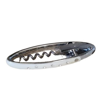 Apribottiglie con strass l.12,5xp.4xh.1,5cm-argento e bianco