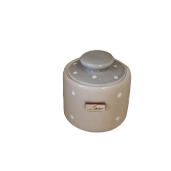 Barattolino porta confetti scritta love d.6xh.6,5cm-beige