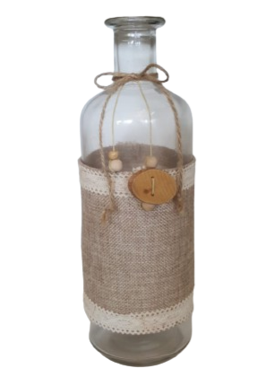 Bottiglia decoro juta d.9xh.28 cm-juta naturale