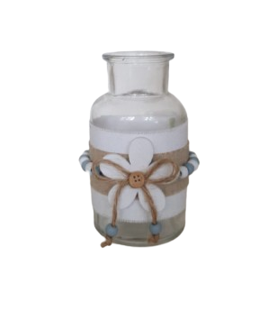 Bottiglietta decoro fiore d.6xh.13 cm-bianco
