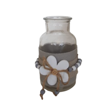 Bottiglietta con decoro fiore d.6xh.13 cm-grigio