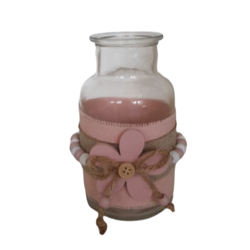 Bottiglietta con decoro fiore d.6xh.13 cm-rosa