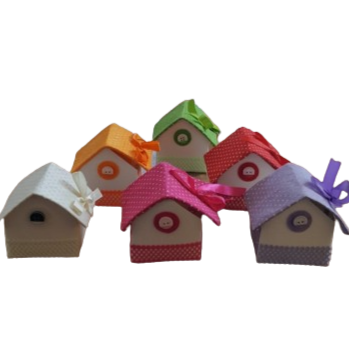 Casetta porta confetti l.9xp.7xh.7,5cm confezione 6 pz-assortiti