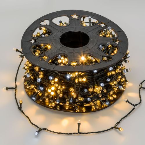 Catena luci 1000 Maxi LED ø8mm MultiFLASH DIAMOND mt 100-luce calda+flash luce fredda