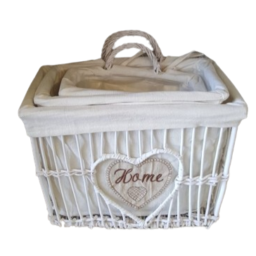 Cesto da appendere set di 3 pz. l.36xp.22xh.25cm-bianco
