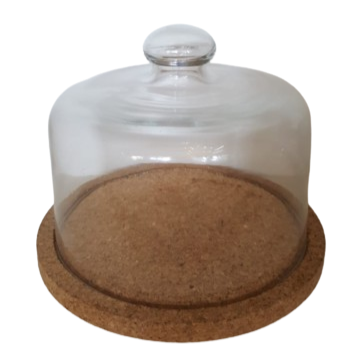 Cloche c/base sughero d25xh19 cm-trasparente