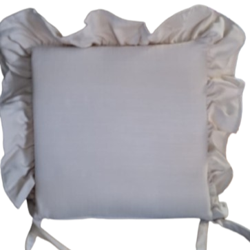 Cuscino sedia c/lacci e volant l.40x40cm-crema