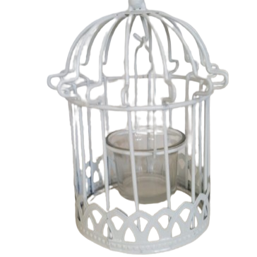 Gabbietta portacandele d.10.5xh.19cm-bianco