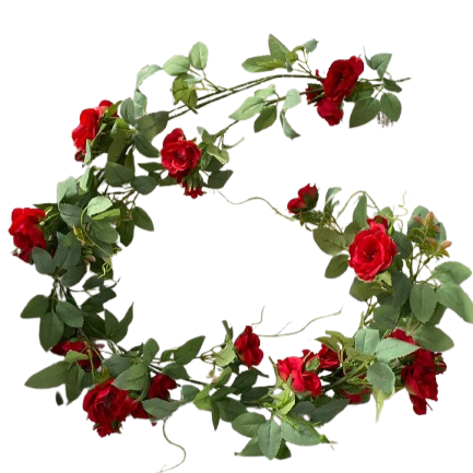 Ghirlanda rose selvatiche Lun 138cm-rosso