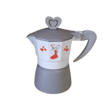 Caffettiera sposi dance l.12xp.6,5xh.13cm-biaco e grigio