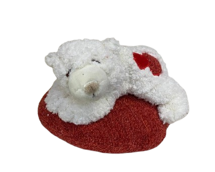 Peluche orso su cuore lun.24xlar.15xalt.13cm-bianco