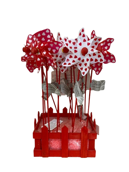 Pick girandole cuori assortiti d.9 cm-rosso/bianco