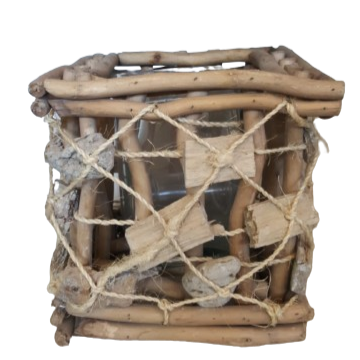 Portacandele in legno l.20xp.20xh.20-legno naturale