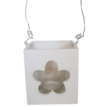 Portacandele in legno l.8xp.8xh.9 cm-bianco