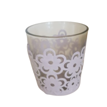 Portacandele metallo decoro fiori d.7,5xh8 cm-lilla
