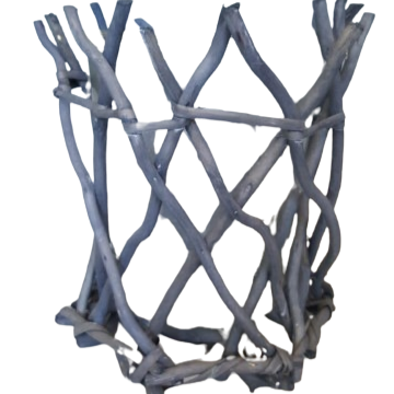 Portacandele in legno d.22xh.26cm-grigio