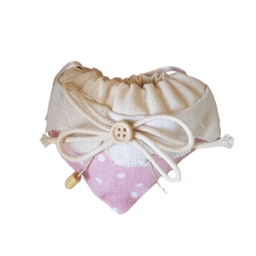 Sacchetto cuore pois l.12xh.9cm confezione pz.12-rosa