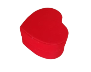 Scatola cuore in velluto l.8,5xp.4x h.7,5cm confezione 6 pz-rosso