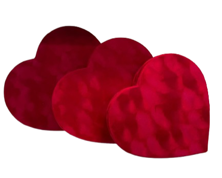 Scatola cuore velluto set di 3 pz. d.30/d.26/d.21-bordeaux