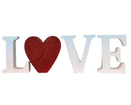 Scritta love in legno set di 4pz. lun.40xalt.12cm-bianco