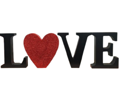 Scritta love in legno set di 4 pz. lun.40xalt.12cm-nero