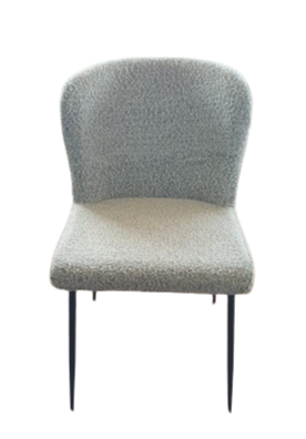 Sedia in ferro rivestita tessuto boucle l.48xp.50xh.84-grigio
