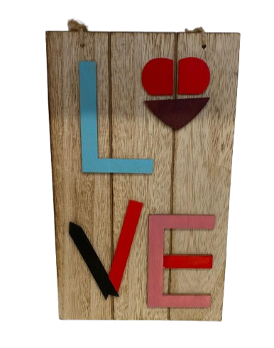 Tavola scritta love lun.15xalt.25cm-naturale