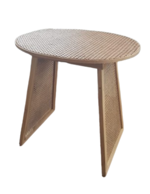 tavolino legno e rattan