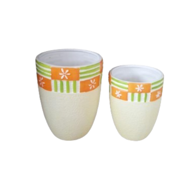 Vaso fiori e righe set di 2 pz. d.11.5xh.15cm-giallo