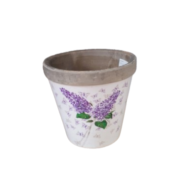 Vaso disegnato lillà d.16xh.16cm-bianco e lilla