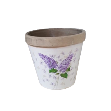 Vaso disegnato lillà d.21xh.20cm-bianco e lilla