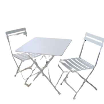Tavolo in metallo con 2 sedie l.70xp.70xh.72cm-bianco