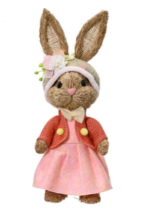 Coniglietta in paglia Lun.9cm Lar.11cm Alt.26cm-naturale