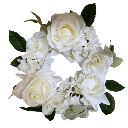 Corona rose e ortensie d.36-bianco