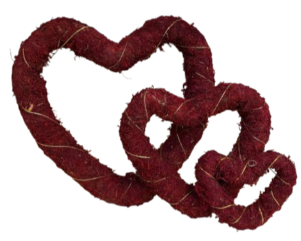 Cuore erba rosso d.25; d.17; d.10-rosso