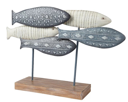 Decorazione pesci in metallo Lun.13cm Lar.61cm Alt.41.5cm-blu