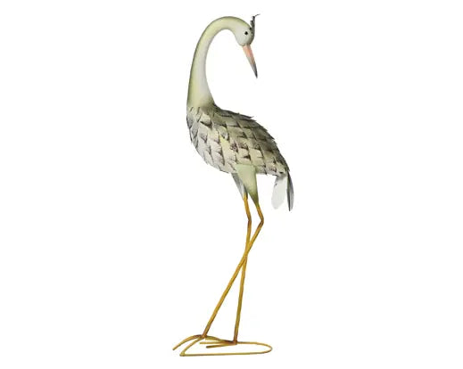 Airone in ferro Lun.15.5cm Lar.28.5cm Alt.82.2cm-bianco/verde