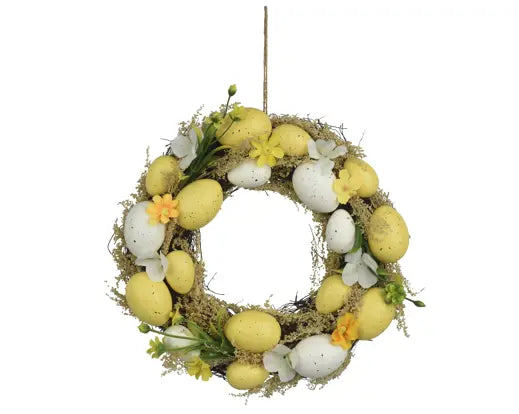 Ghirlanda pasquale con uova Dia.23cm Alt.7cm-giallo
