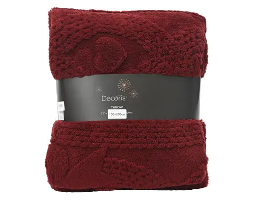 Plaid ciniglia cuori lun.150 lar.200 alt.1 cm-borgogna