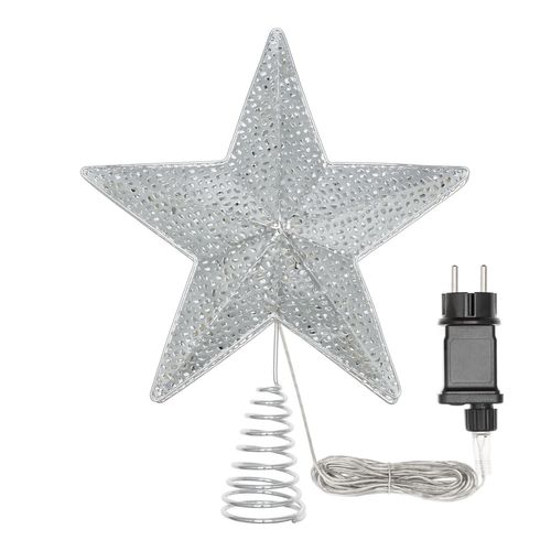 Puntale Stella Luminoso in Metallo VPM Ø25xH30cm-argento