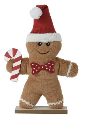 Pupazzo omino pan di zenzero con base legno lun. 6 lar.22 alt. 42cm-marrone