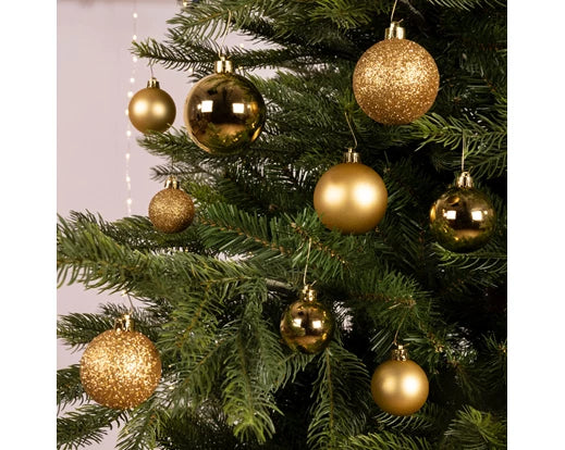 Sfere albero Natale d.6 plt lucide-opache-glitter-oro