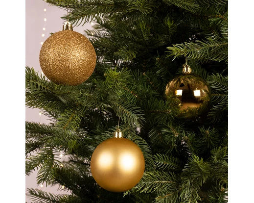 Sfere Natale d.8 plt pz. 34 lucido-opaco_glitter-oro