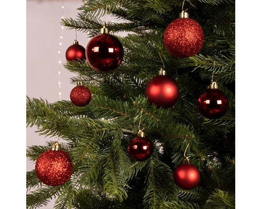 Sfere albero Natale d. 6 plt lucide-opache-glitter-rosso