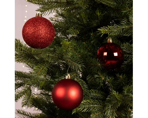 Sfere Natale d.8 plt pz. 34 lucido-opaco_glitter-rosso