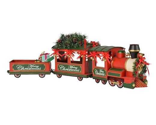 Treno Natale in ferro Lun.92; Lar.16.3; Alt.30-rosso/colorato