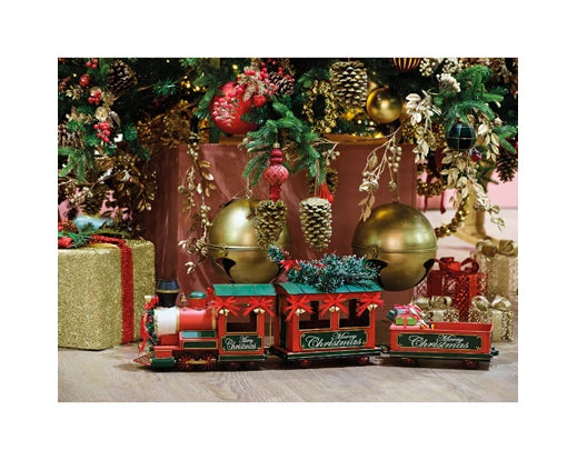 Treno Natale in ferro Lun.92; Lar.16.3; Alt.30-rosso/colorato