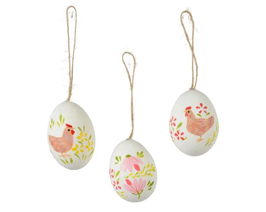 Uova di gallina decorate dia 4 cm Alt. 6 cm-assortite