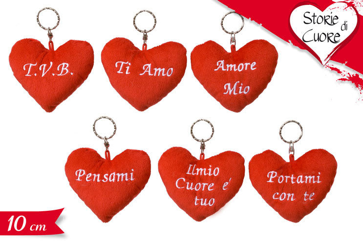 Portachiavi cuore scritte assortite d.10cm-rosso